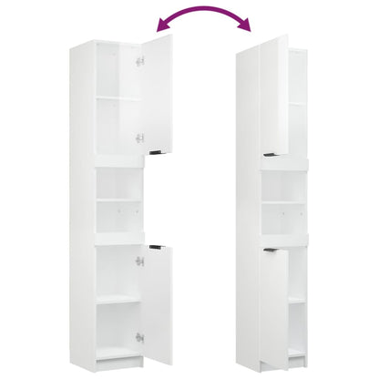 Bathroom Cabinet High Gloss White 32x34x188.5cm Engineered Wood