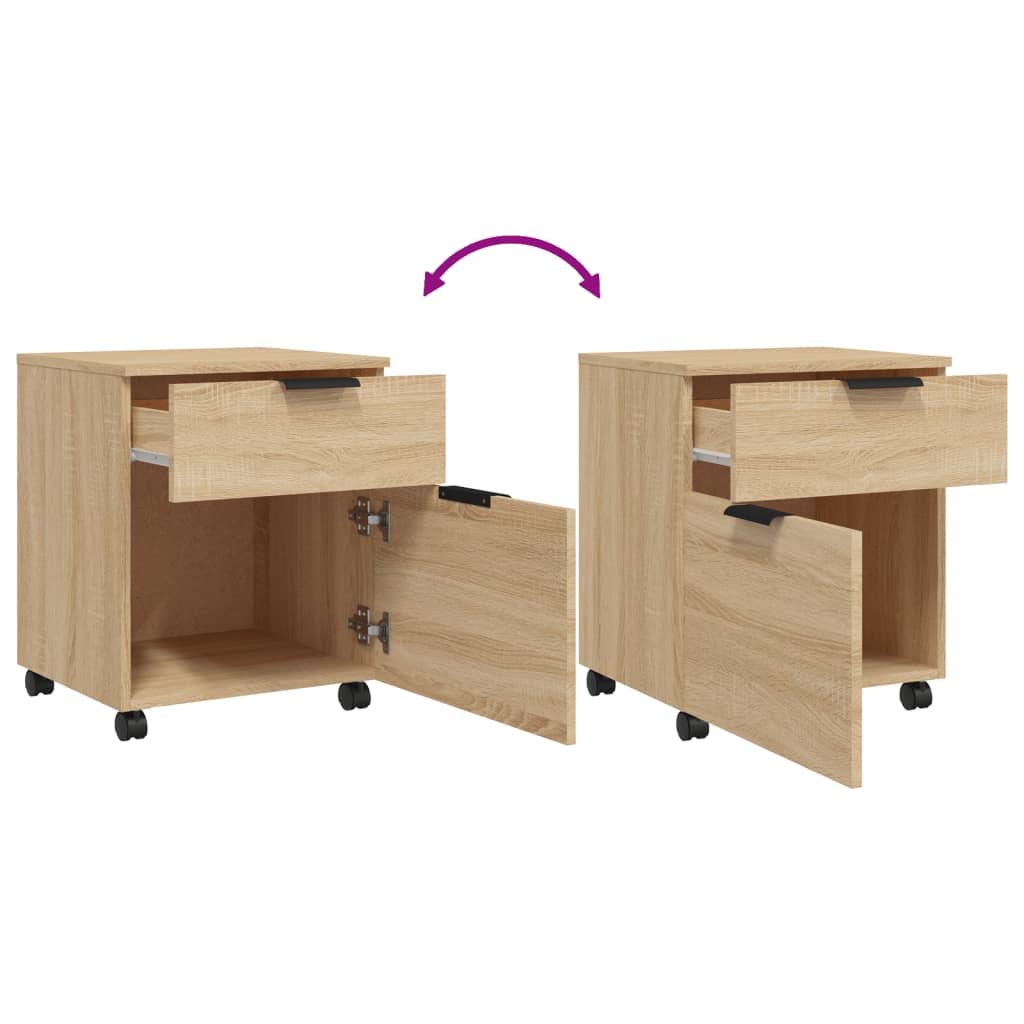 Mobile File Cabinet with Wheels Sonoma Oak 45x38x54 cm Engineered Wood