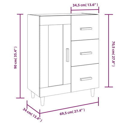 Sideboard White 69.5x34x90 cm Engineered Wood