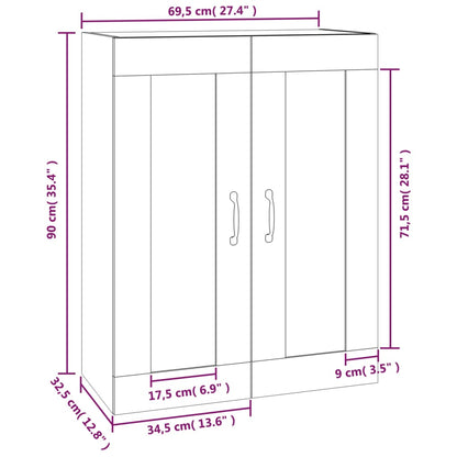 Hanging Wall Cabinet Concrete Grey 69.5x32.5x90 cm