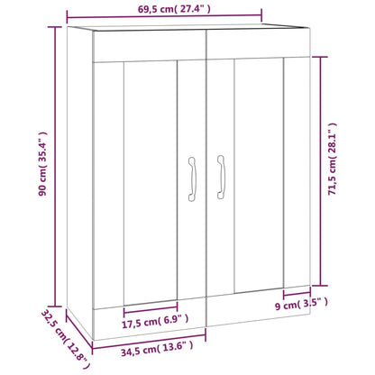 Hanging Wall Cabinet High Gloss White 69.5x32.5x90 cm