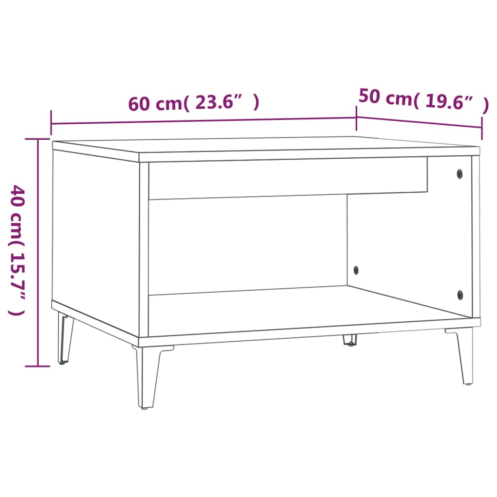 Coffee Table High Gloss White 60x50x40 cm Engineered Wood