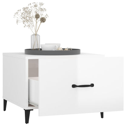 Coffee Table with Metal Legs High Gloss White 50x50x40 cm