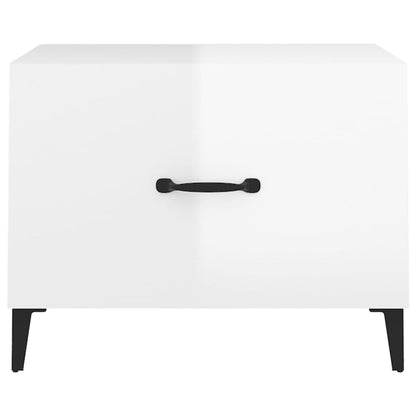 Coffee Table with Metal Legs High Gloss White 50x50x40 cm