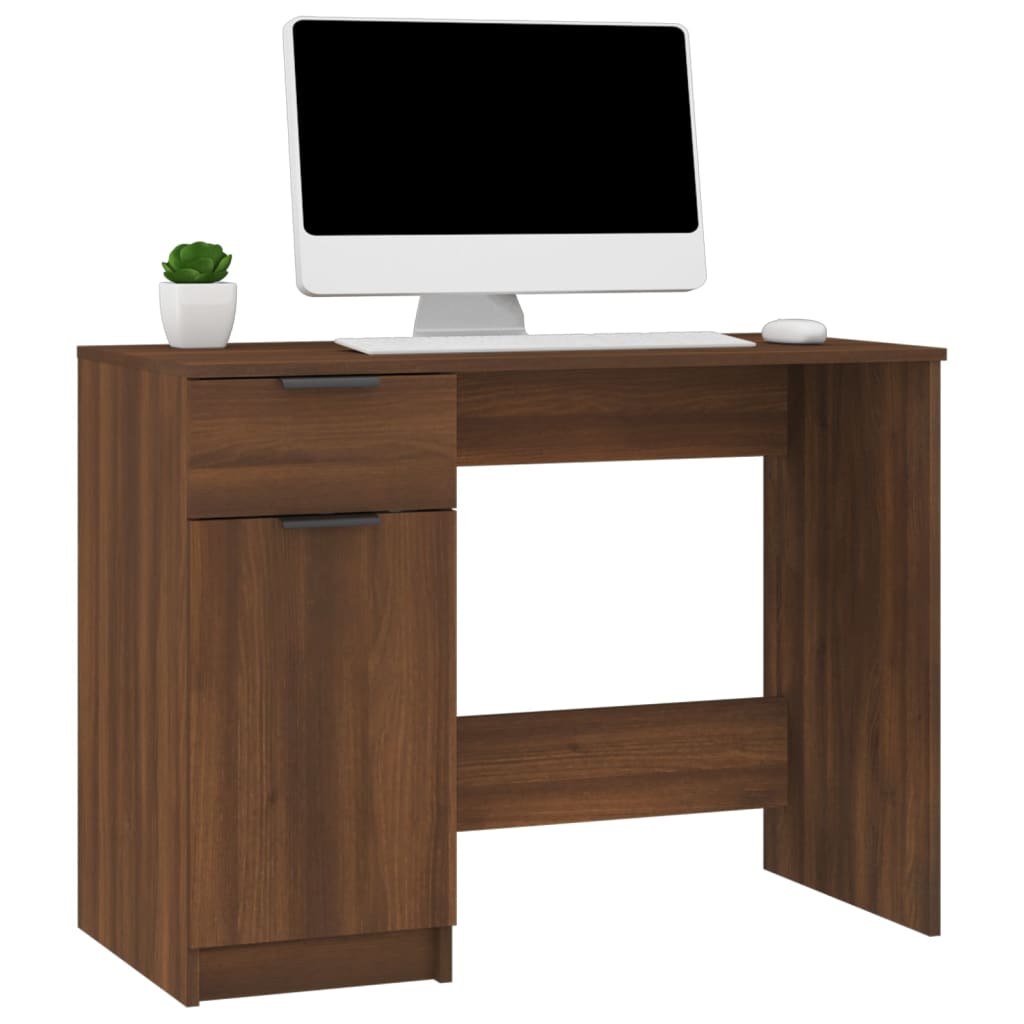 Desk Brown Oak 100x50x75 cm Engineered Wood