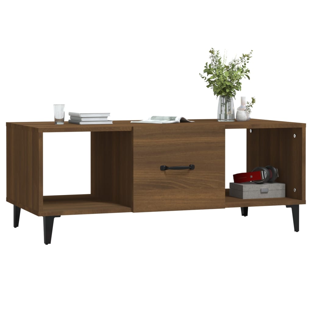 Coffee Table Brown Oak 102x50x40 cm Engineered Wood