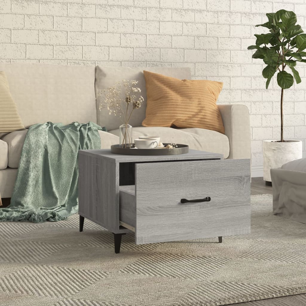 Coffee Table with Metal Legs Grey Sonoma 50x50x40 cm