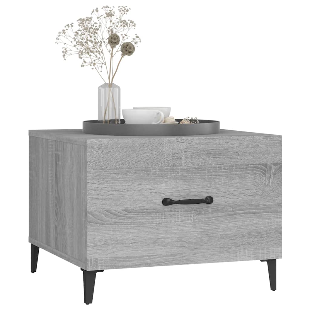 Coffee Table with Metal Legs Grey Sonoma 50x50x40 cm