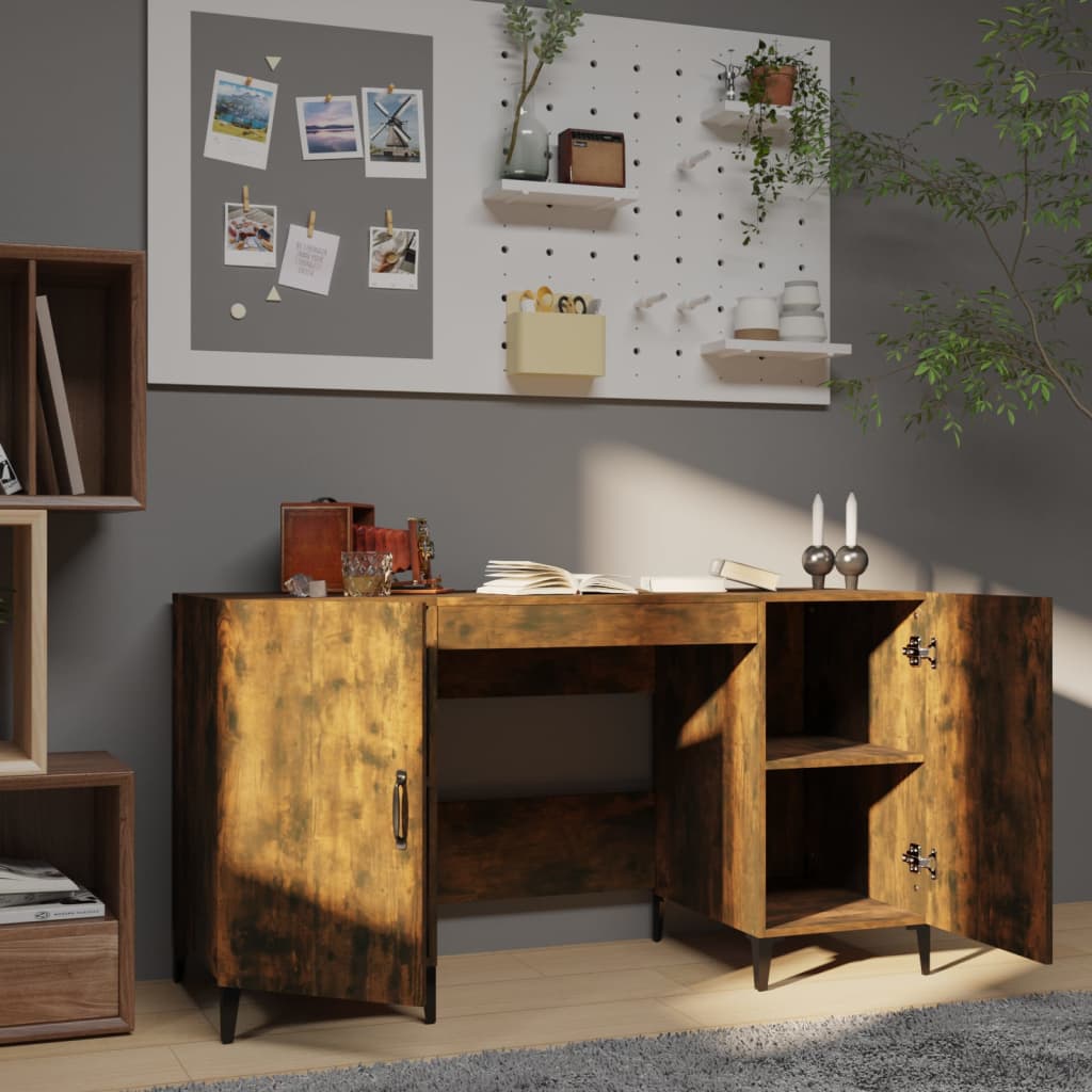 Desk Smoked Oak 140x50x75 cm Engineered Wood