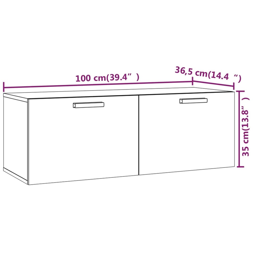 Wall Cabinet Brown Oak 100x36.5x35 cm Engineered Wood
