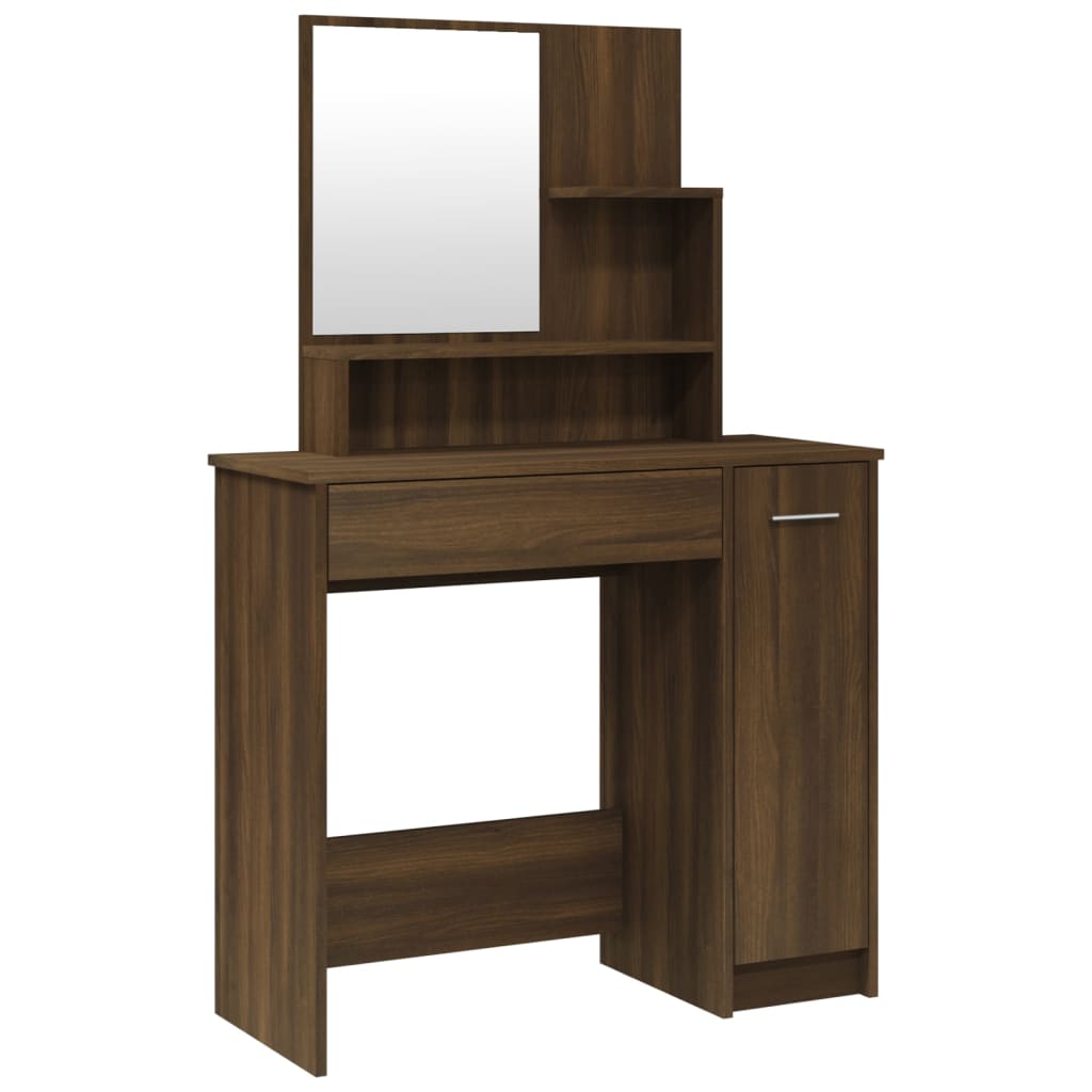 Dressing Table with Mirror Brown Oak 86.5x35x136 cm