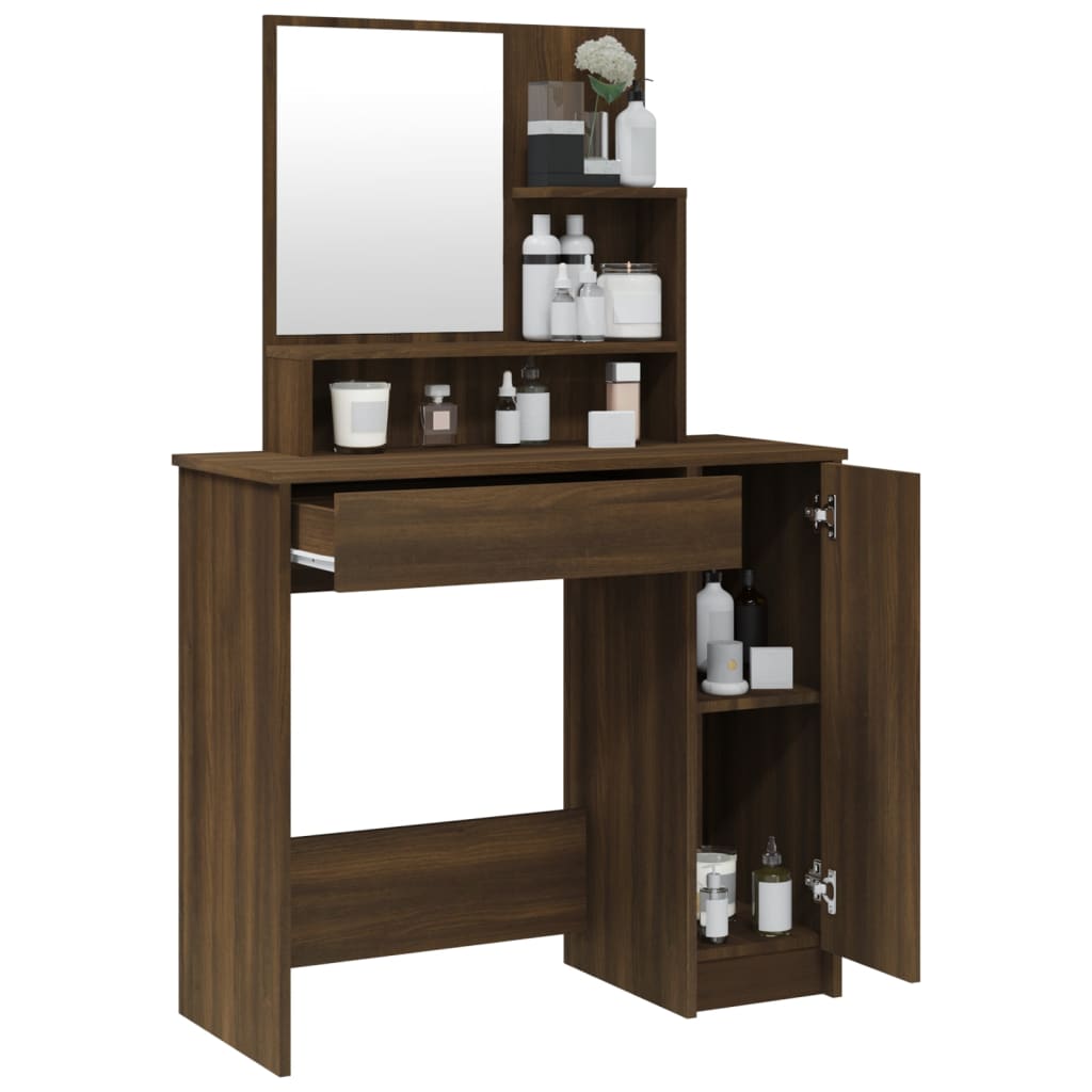 Dressing Table with Mirror Brown Oak 86.5x35x136 cm