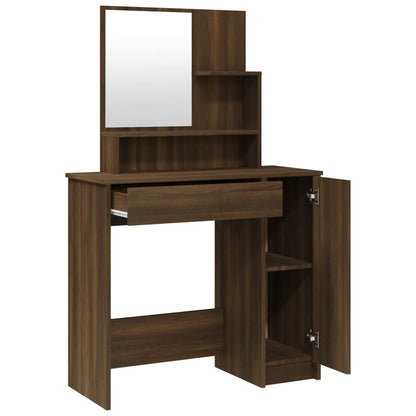 Dressing Table with Mirror Brown Oak 86.5x35x136 cm