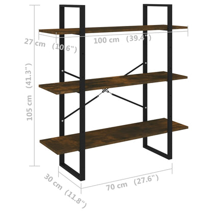 Book Cabinet Smoked Oak 100x30x105 cm Engineered Wood
