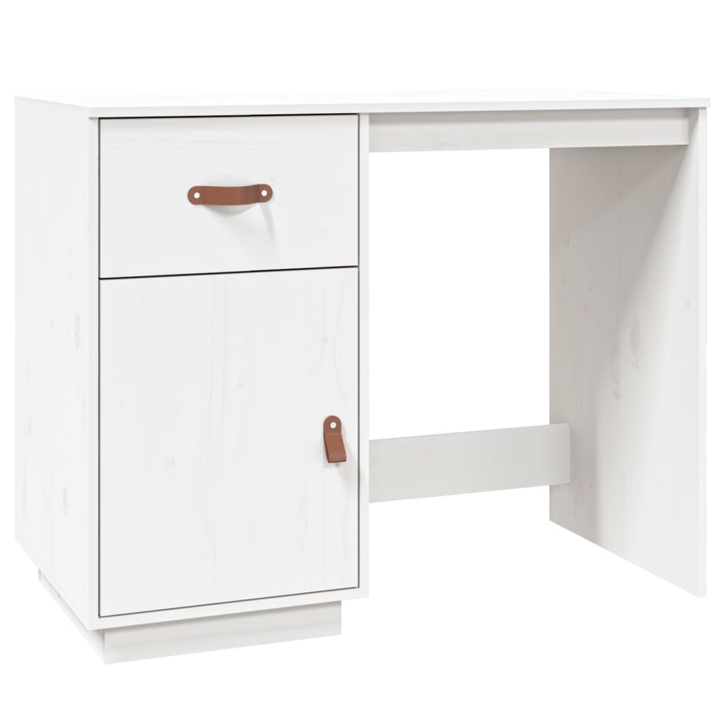 Desk with Cabinets White 135x50x75 cm Solid Wood Pine