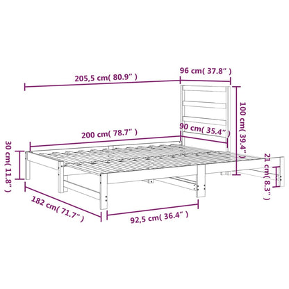 Pull-out Day Bed without Mattress Grey 2x(90x200) cm