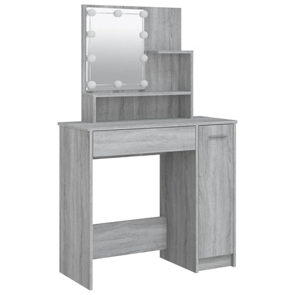 Dressing Table Set with LED Grey Sonoma Engineered Wood