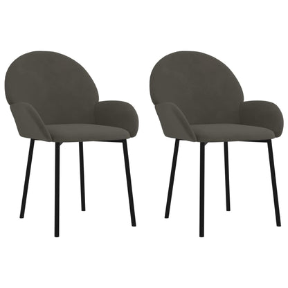 Dining Chairs 2 pcs Dark Grey Velvet