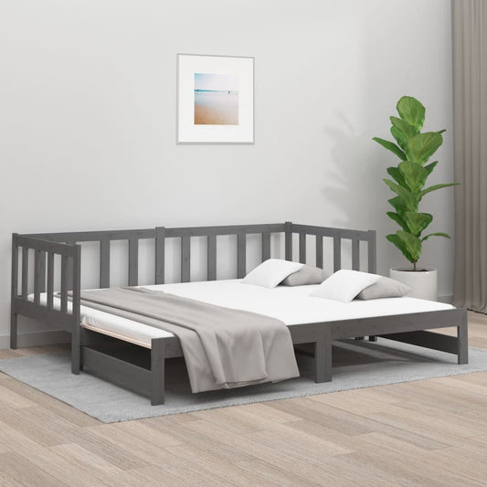 Pull-out Day Bed without Mattress Grey 2x(90x190)cm