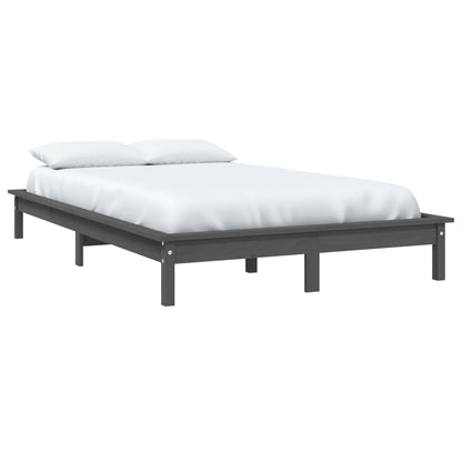 Bed Frame without Mattress Grey Solid Wood Pine King Size
