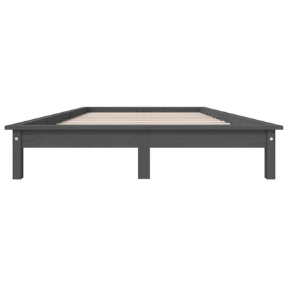 Bed Frame without Mattress Grey Solid Wood Pine King Size
