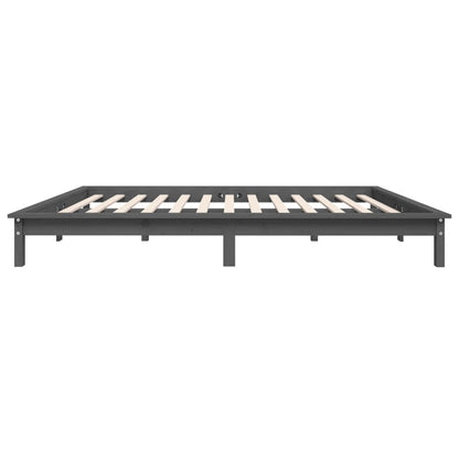 Bed Frame without Mattress Grey Solid Wood Pine King Size