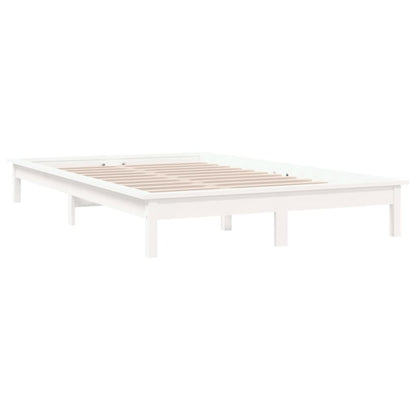 Bed Frame without Mattress White 140x190 cm Solid Wood Pine
