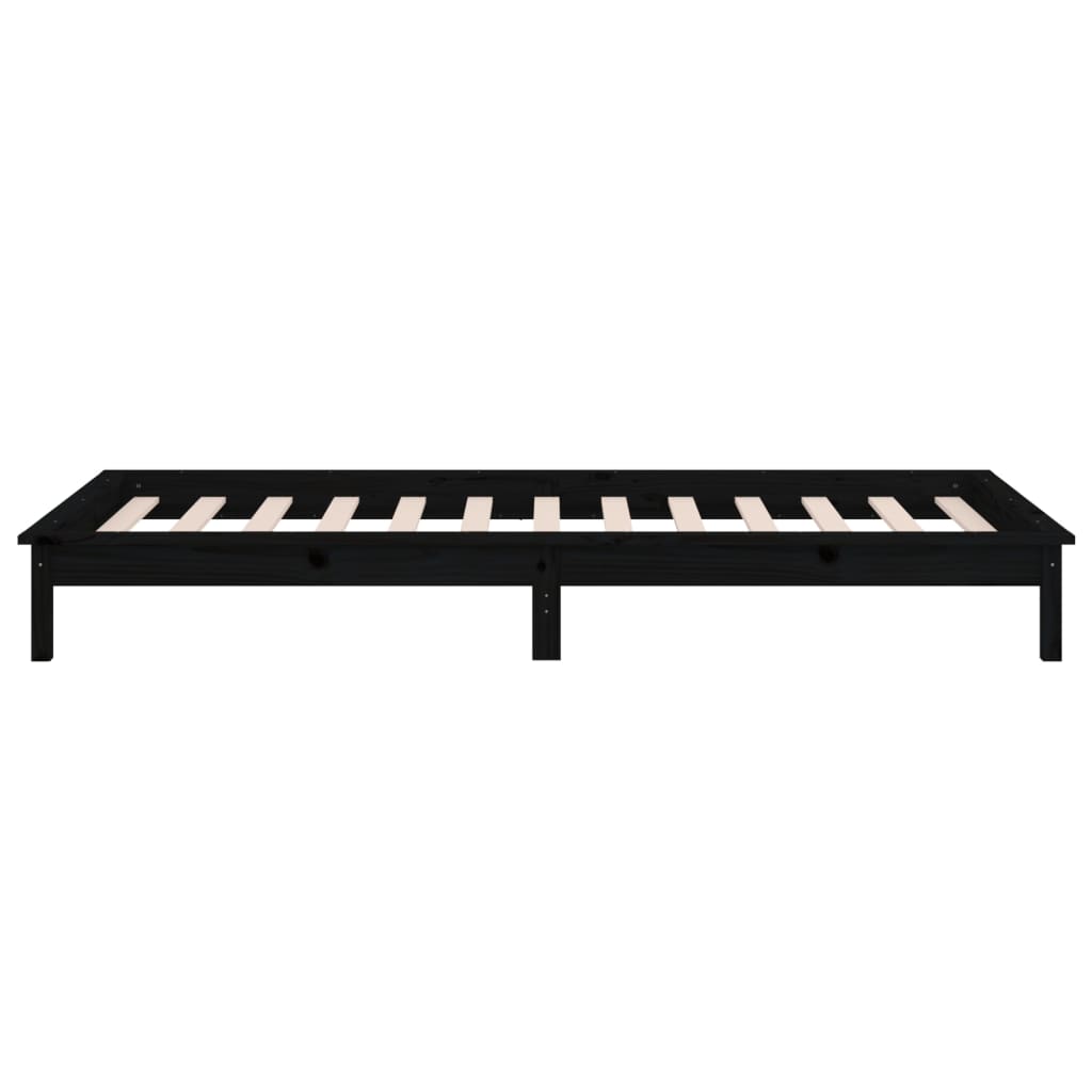 LED Bed Frame without Mattress Black 90x200 cm Solid Wood