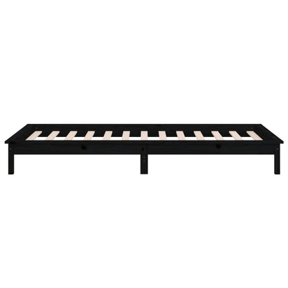LED Bed Frame without Mattress Black 90x200 cm Solid Wood