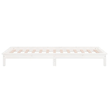 LED Bed Frame without Mattress White 100x200 cm Solid Wood