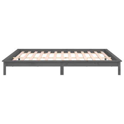 LED Bed Frame without Mattress Grey 120x190 cm Small Double  Solid Wood