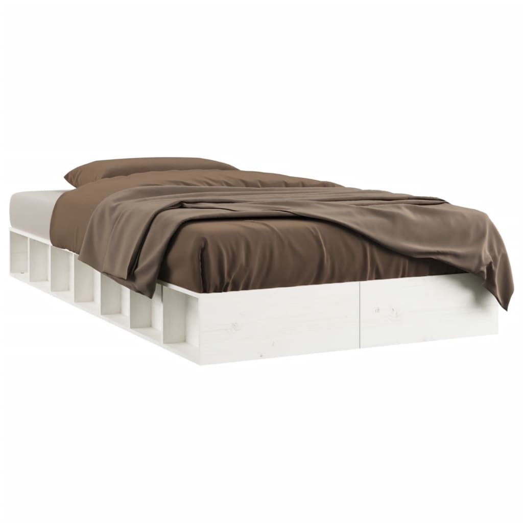 Bed Frame White 100x200 cm Solid Wood