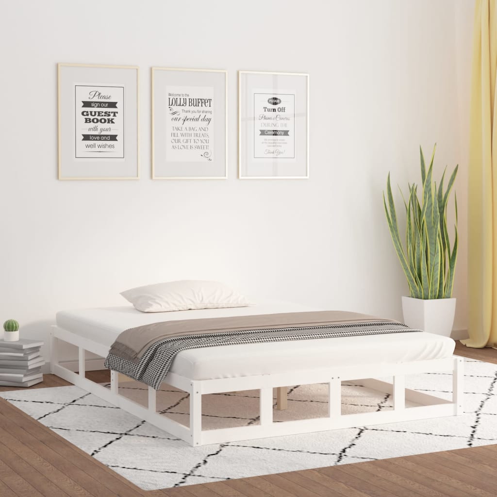 Bed Frame White 140x200 cm Solid Wood