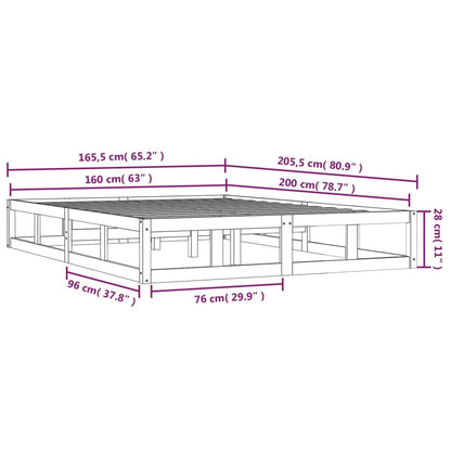 Bed Frame without Mattress Black 160x200 cm Solid Wood