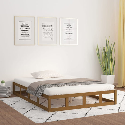 Bed Frame Honey Brown 135x190 cm Double Solid Wood