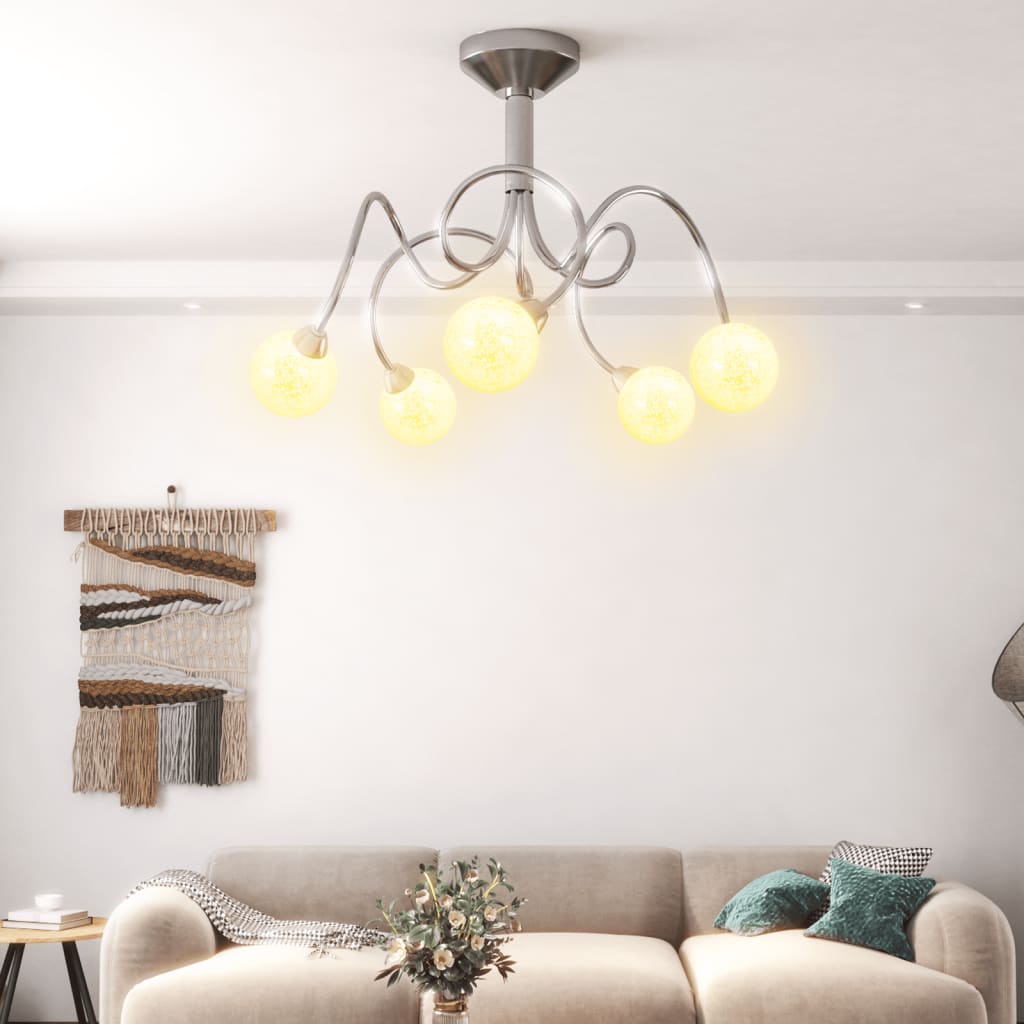 Ceiling Lamp with Round Glass Shades for 5 G9 LED Lights