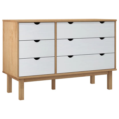 Drawer Cabinet OTTA Brown&White 111x43x73.5cm Solid Wood Pine