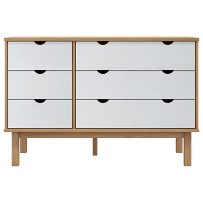 Drawer Cabinet OTTA Brown&White 111x43x73.5cm Solid Wood Pine