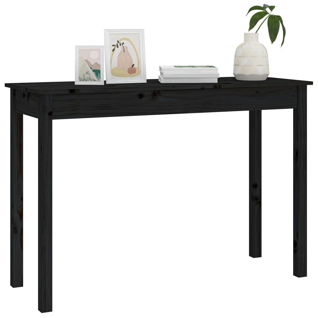 Console Table Black 110x40x75 cm Solid Wood Pine
