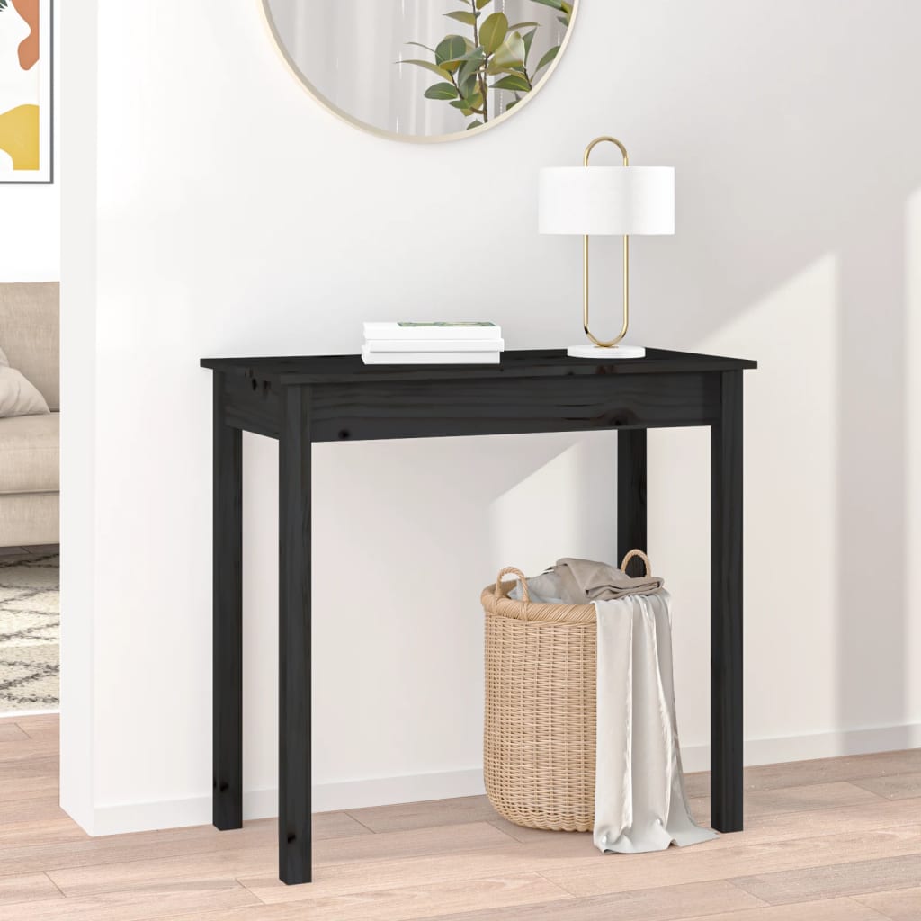 Console Table Black 80x40x75 cm Solid Wood Pine