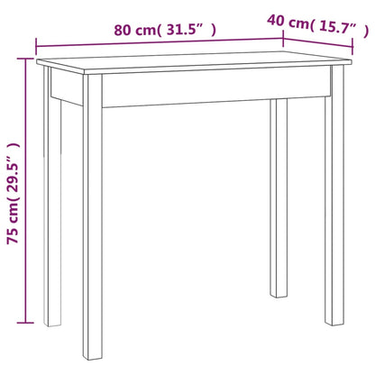 Console Table Black 80x40x75 cm Solid Wood Pine