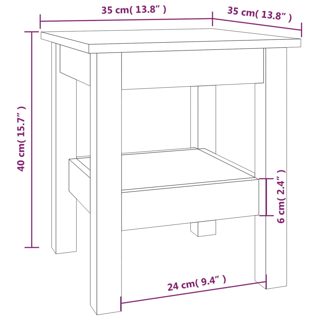 Coffee Table Grey 35x35x40 cm Solid Wood Pine