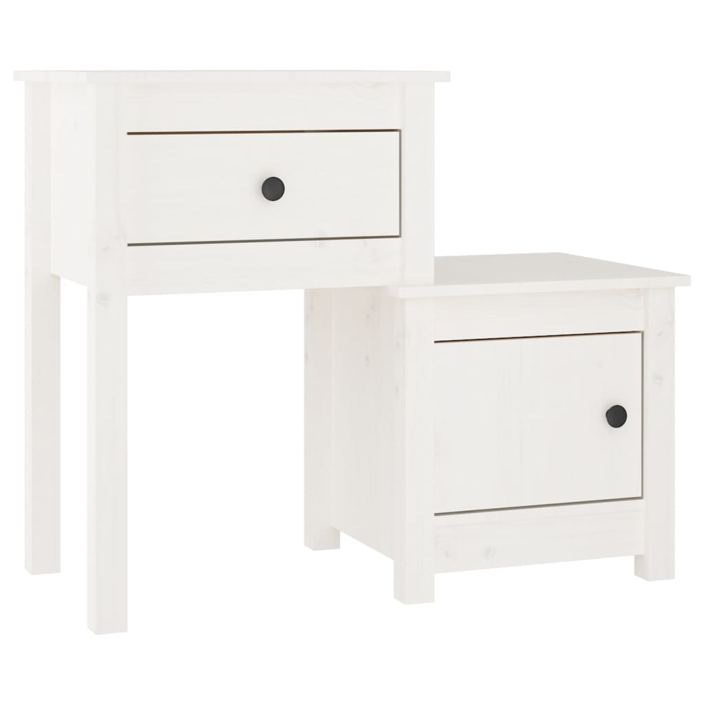 Bedside Cabinet 2 pcs White 79.5x38x65.5 cm Solid Wood Pine