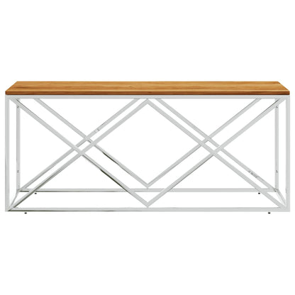 Coffee Table Stainless Steel and Solid Wood Acacia