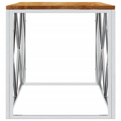 Coffee Table Stainless Steel and Solid Wood Acacia