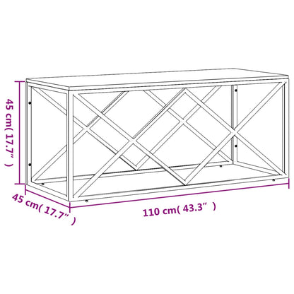Coffee Table Stainless Steel and Solid Wood Acacia