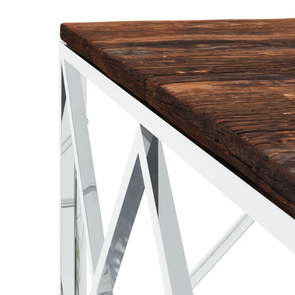 Coffee Table Stainless Steel and Solid Wood Reclaimed