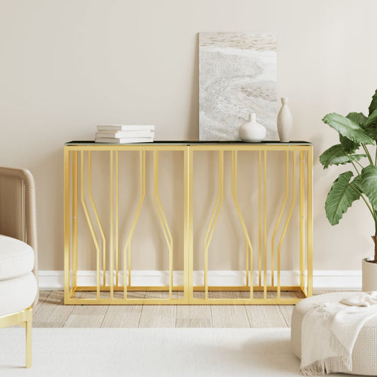 Console Table Gold 110x30x70 cm Stainless Steel and Glass