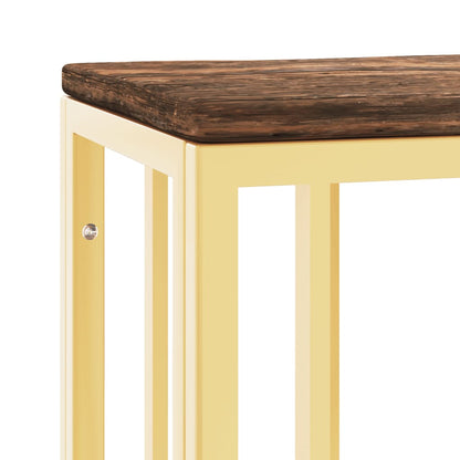 Console Table Gold Stainless Steel and Solid Wood Reclaimed