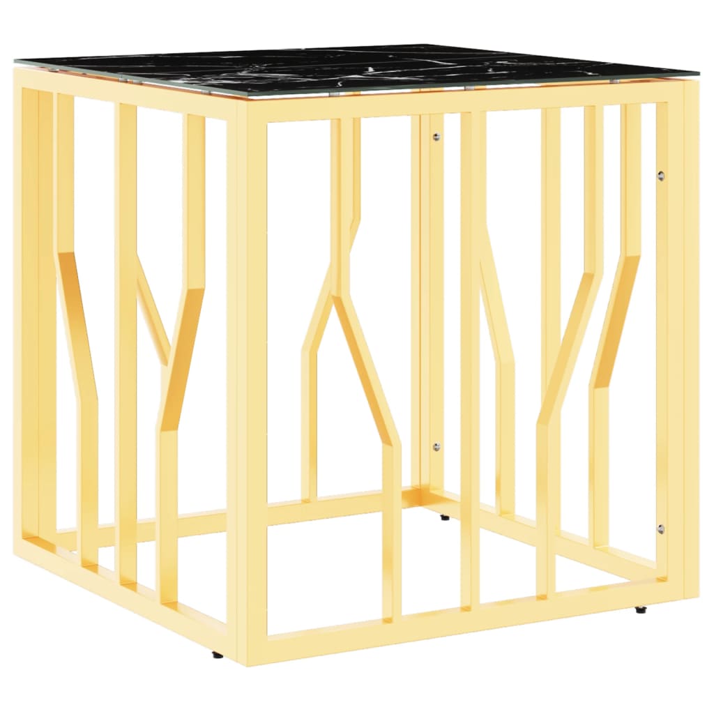 Coffee Table Gold 50x50x50 cm Stainless Steel and Glass